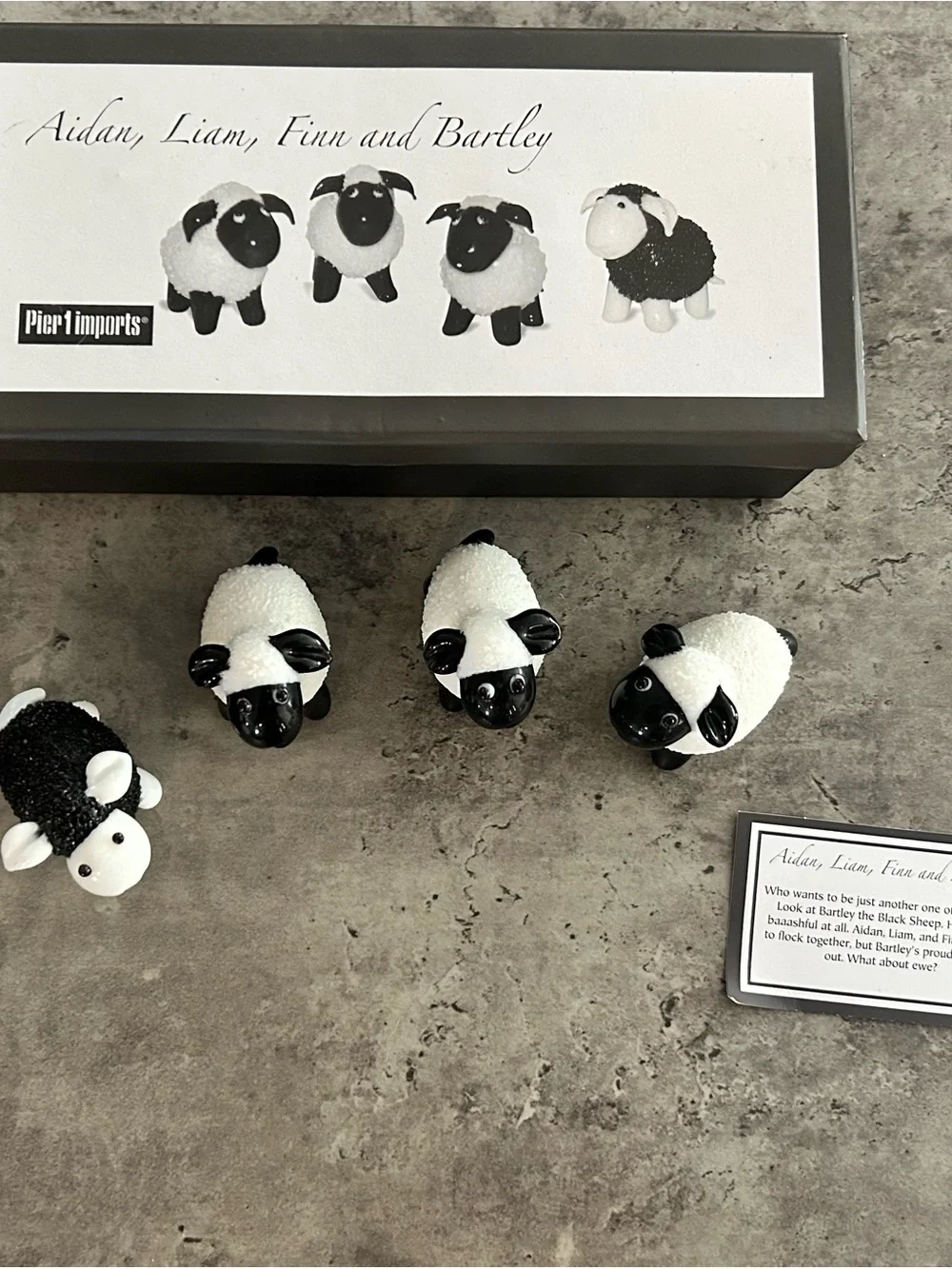 Pier 1 Black and White Sheep Figurine Trio - Cute Tabletop Accents
